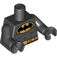 Torso Batman Logo in Gold Oval with Muscles and Gold Belt Print, Black Arms and Hands Schwarz