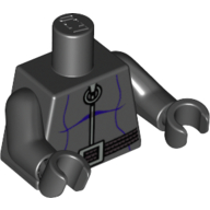 Torso Dark Purple Lines, Ring Zipper Pull, Gray 3-Cord Belt Print, Black Arms and Hands Schwarz