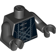Torso Jacket with Dark Bluish Gray Buckles and Silver Chains Print, Black Arms and Hands Black