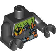 Torso Wetsuit with Agents Villina Logo, Zipper and Green Slime Print, Black Arms and Hands Black