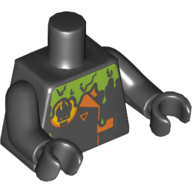Torso Jacket with Agents Villain Logo and Orange Lapels and Buckle and Green Slime Print (Dr D. Zaster), Black Arms and Hands Schwarz