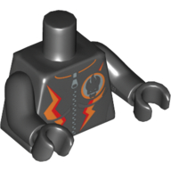 Torso Jacket with Agents Villain Logo and Orange Stripes Print, Black Arms and Hands Schwarz