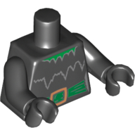 Torso Witch with Torn Collar and Green Belt with Gold Buckle Print, Black Arms and Hands Black