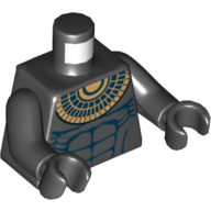 Torso Bare Chest with Muscles Outline and Gold Necklace Print (Anubis Guard), Black Arms and Hands Black