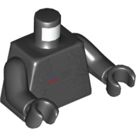 Torso Flight Suit with Control Panel and Tubes Print (V-Wing Pilot), Black Arms and Hands Black