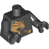 Torso Gold Dragon Front and Gold Lion / 'Cole' Back Print, Black Arms and Hands Black
