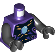 Torso Snake with Light Blue Gem and Black and Gold Scales Print (Pythor), Black Arms and Hands Dunkellila