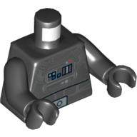 Torso Flight Suit with Control Panel, Tubes, Silver Belt Buckle Print (TIE Pilot), Black Arms and Hands Black