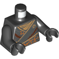 Torso Robe with Gold Buckles and Earth Power Emblem Print, Black Arms and Hands Black