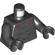 Torso Armor Silver and Red with Blue Muscles Print (Black Manta), Black Arms and Hands Black