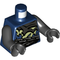 Torso Silver and Yellowish Green Tattered Robes with Silver Chains Print, Blacks Arms and Hands Dark Blue
