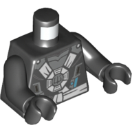 Torso Robes with White Harness, Dark Bluish Gray Undershirt, Two Azure Knives in Belt Print, Black Arms and Hands Black