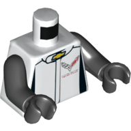 Torso Race Suit Yellow Chevrolet Logo / 'CORVETTE RACING' on Back print, Black Arms and Hands Weiß