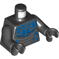 Torso Armor with Blue Insect Scales Print (Blue Beetle), Black Arms and Hands Schwarz