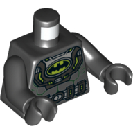Torso Batman Logo in Lime Oval with Body Armor and Silver Belt Print, Black Arms and Hands Schwarz