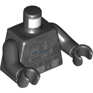 Torso Flight Suit, Control Panel, Buttons, Lights, Belt with Silver Buckle Print, Black Arms and Hands Schwarz