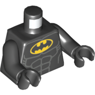 Torso Batman Logo in Yellow Oval with Muscles Print, Black Arms and Hands Black