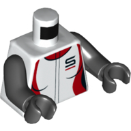 Torso Racing Jacket with 'S' Print, Black Arms and Hands White
