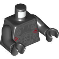 Torso Armor with Red Curved Lines and Belt Print, Black Arms and Hands Black