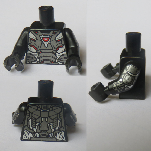 Torso Armor, Red, Silver Plates with Dark Red Detailing, Red and White Arc Reactor Print (War Machine), Black Arms and Hands with Armor Print Schwarz