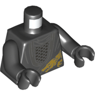 Torso Mesh Shirt, Gold Dragon Print, Black Arms and Hands Schwarz