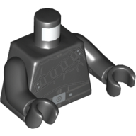 Torso Armor, with Shoulder Strap, and Belt with Silver Buckle Print, Black Arms and Hands Black