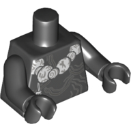 Torso Necklace with Large White Spheres, Tribal Marking Print, Black Arms and Hands Schwarz