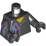 Torso Hoodie, Azure/Dark Purple Graffiti WyldStyle, Zipper Print, Black Arms and Hands Black