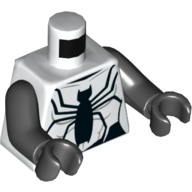 Torso Muscles with Large Black Spider Print, Black Arms and Hands Weiß