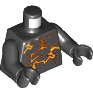 Torso Orange and Yellow Energy Lines Print, Black Arms and Hands Black