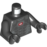 Torso Armor, Silver Plates with White and Red Hexagon Print (War Machine), Black Arms and Hands Schwarz