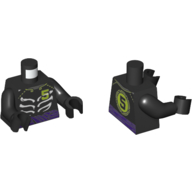 Torso Muscles, Lime '5', Purple Belt Print, Black Arms and Hands Black