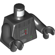 Torso Armor with Silver Stiped Collar, Control Panel, and Belt Print, Black Arms and Hands Schwarz