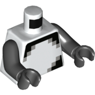 Torso Pixelated Black and Grey Squares print, Black Arms and Hands Weiß