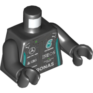 Torso Racing Jacket, Mercedes Logo, 'PETRONAS', Puma Logo Print, Black Arms and Hands Schwarz