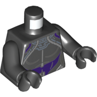 Torso, Dark Purple Black Panther Armor print, Black Arms and Hands Black
