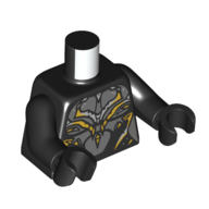 Torso, Dark Bluish Grey/Light Bluish Grey/Yellow Black Panther Armor print, Black Arms and Hands Schwarz