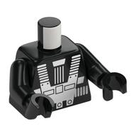Torso, Classic Blacktron Re-issue, White Space Suit, Black Arms and Hands Black