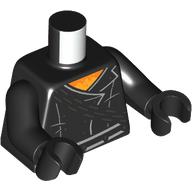 Torso, Jacket,, White Trim, Bright Light Orange Chest, Pearl Dark Grey Chain print, Black Arms and Hands Black