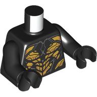 Torso, Gold Armor, Dark Bluish Grey Veins print, Black Arms and Hands Black