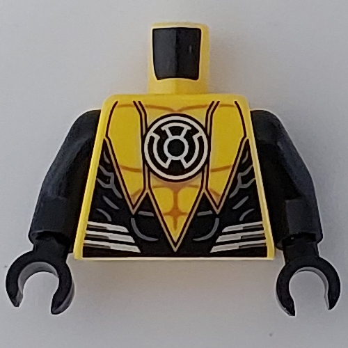 Torso Muscles, Yellow Lantern Logo Print, Black Arms and Hands Yellow