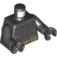 Torso Armor with Black Bat Logo, Pearl Titanium Breastplate, Gold Utility Belt Print, Black Arms and Hands Schwarz