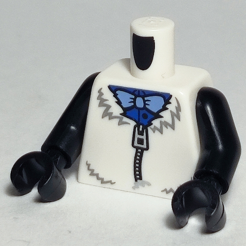 Torso Fur Coastume with Zipper, Blue Shirt, Medium Blue Bow Tie Print, Black Arms, Black Hands Weiß