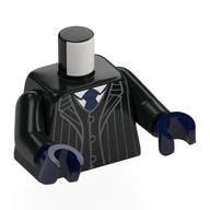 Torso, Suit, Striped Best, Dark Blue Tie, White Shirt print, Black Arms, Dark Blue Hands Schwarz
