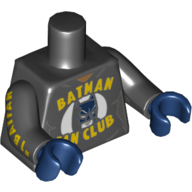 Torso Hoodie with "Batman Fan Club" and Batman Face Print, Black Arms with "#1 Batfan" Print, Dark Blue Hands Black