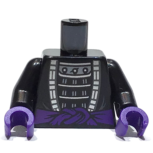 Torso Robe, Open over Dark Bluish Gray Armour, Dark Purple Belt print, Black Arms, Dark Purple Hands Schwarz