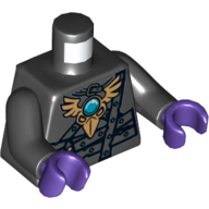 Torso Armor with Dark Bluish Gray Belts, Gold Raven Head and Blue Round Jewel (Chi) Print, Black Arms, Dark Purple Hands Schwarz