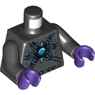 Torso Raven Armour with Dark Bluish Gray Belts and Chi Orb Print, Black Arms, Dark Purple Hands Schwarz
