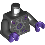Torso Robot with Silver Framework, Dark Purple Wires and Center Swirl Print, Black Arms, Dark Purple Hands Schwarz