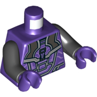 Torso Armor, Black and Silver Plates Print, Black Arms, Dark Purple Hands Dunkellila